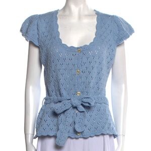 Ganni short sleeve cotton lace cardigan